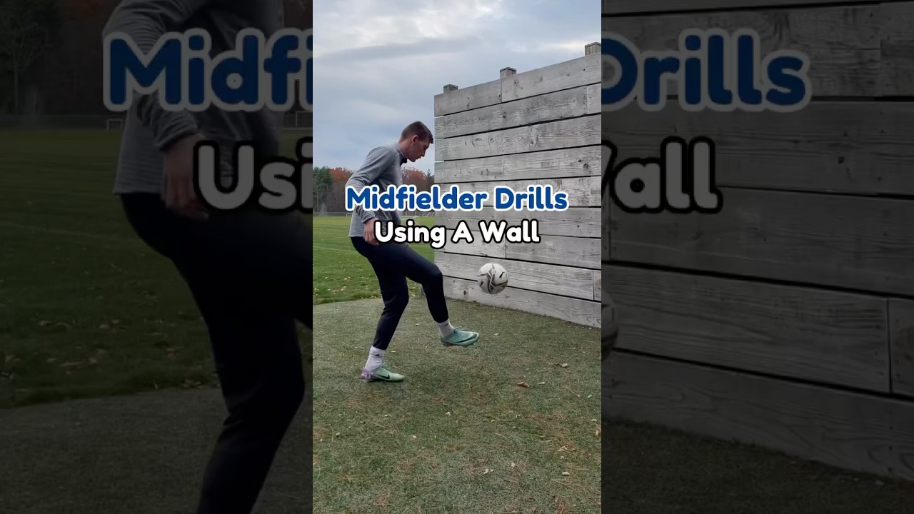 Midfielder Drills Using A Wall #footballdrills #midfielder #soccertraining #footballshorts #soccer