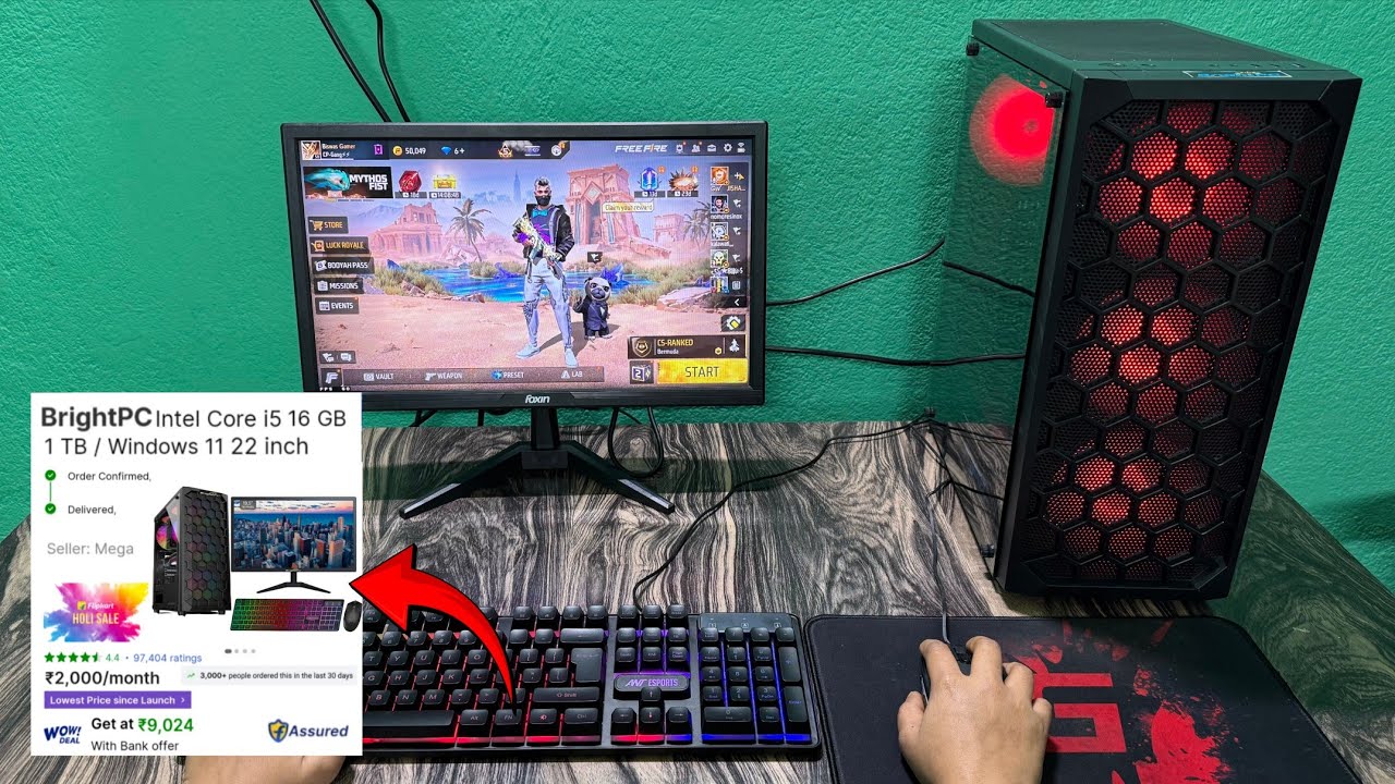 ₹15000 Full setup gaming PC free fire GTA5 maincrft | core i5 16gb entwino bright DZAB PC