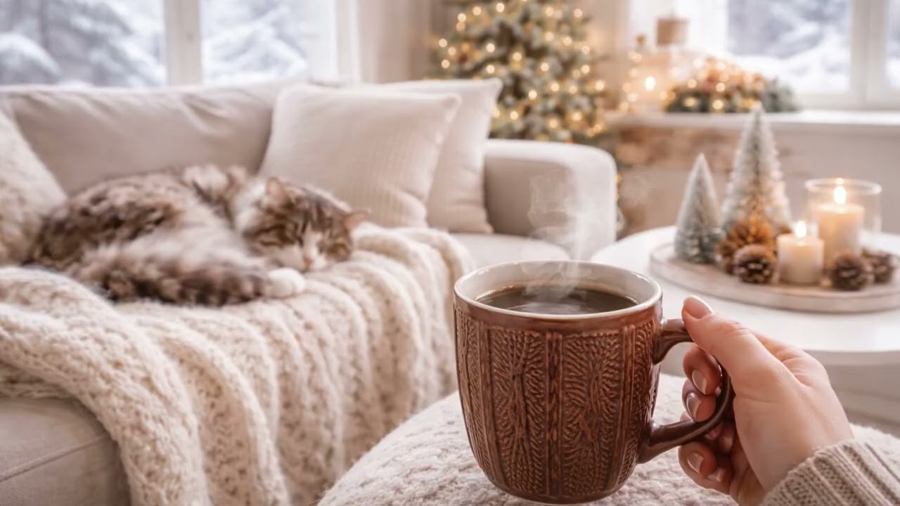 Cozy Coffee Time ☕ | Winter Home Ambience with Cat