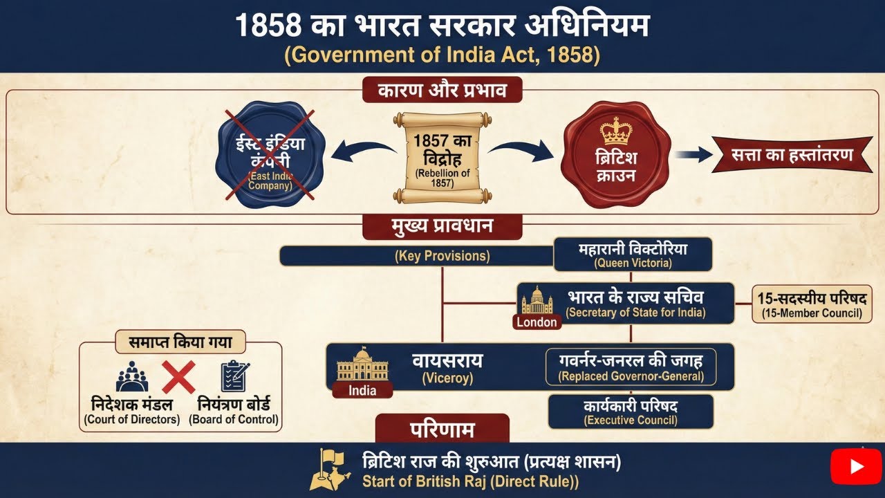 Government of India Act 1858 | Indian Polity Class 5 (M. Laxmikanth) | End of East India Company