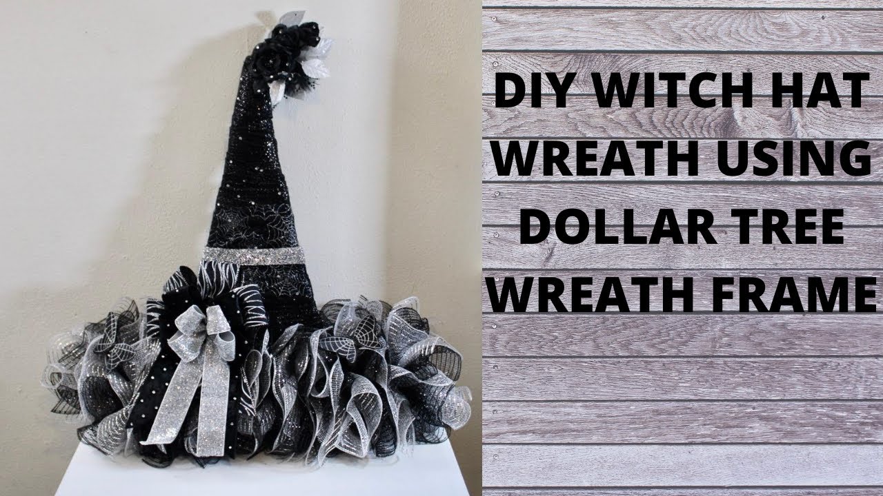 DIY Witch Hat Wreath Using Dollar Tree Wreath Frame