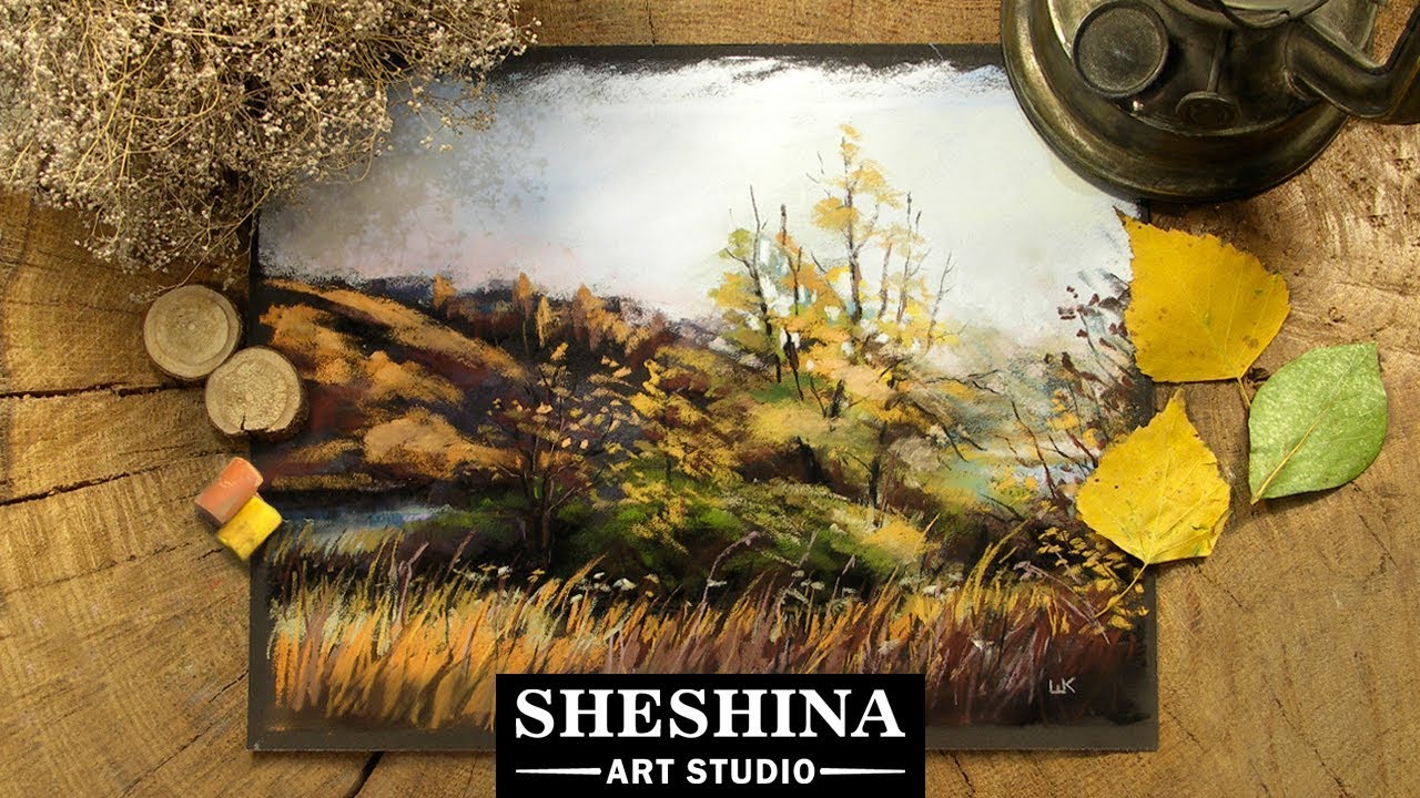 How to draw an autumn landscape with soft pastels 🎨 REAL-TIME