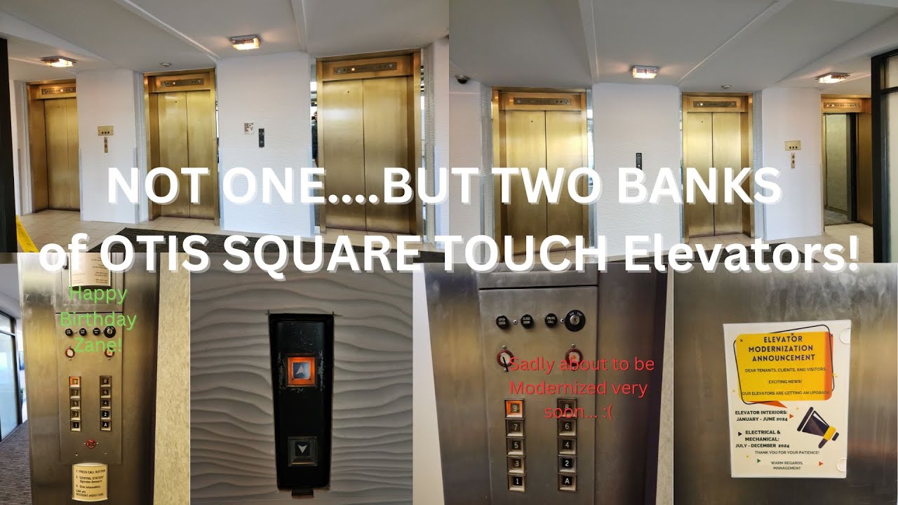 TWO BANKS of Otis TOUCH Traction Elevators (TBM) at Lakeview Enterprise Campus in Euclid, OH
