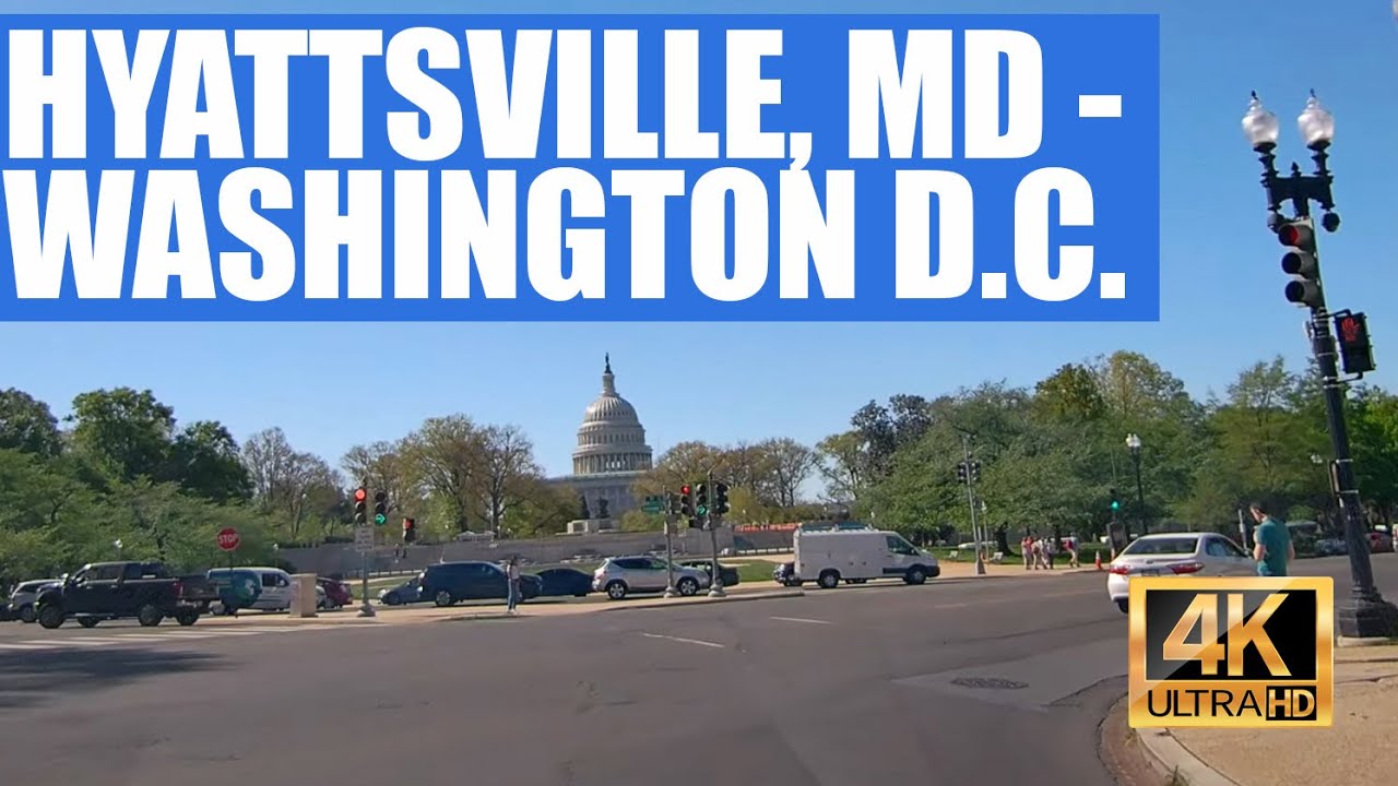 Hyattsville, MD to Washington DC drive, includes the Capitol (4K)