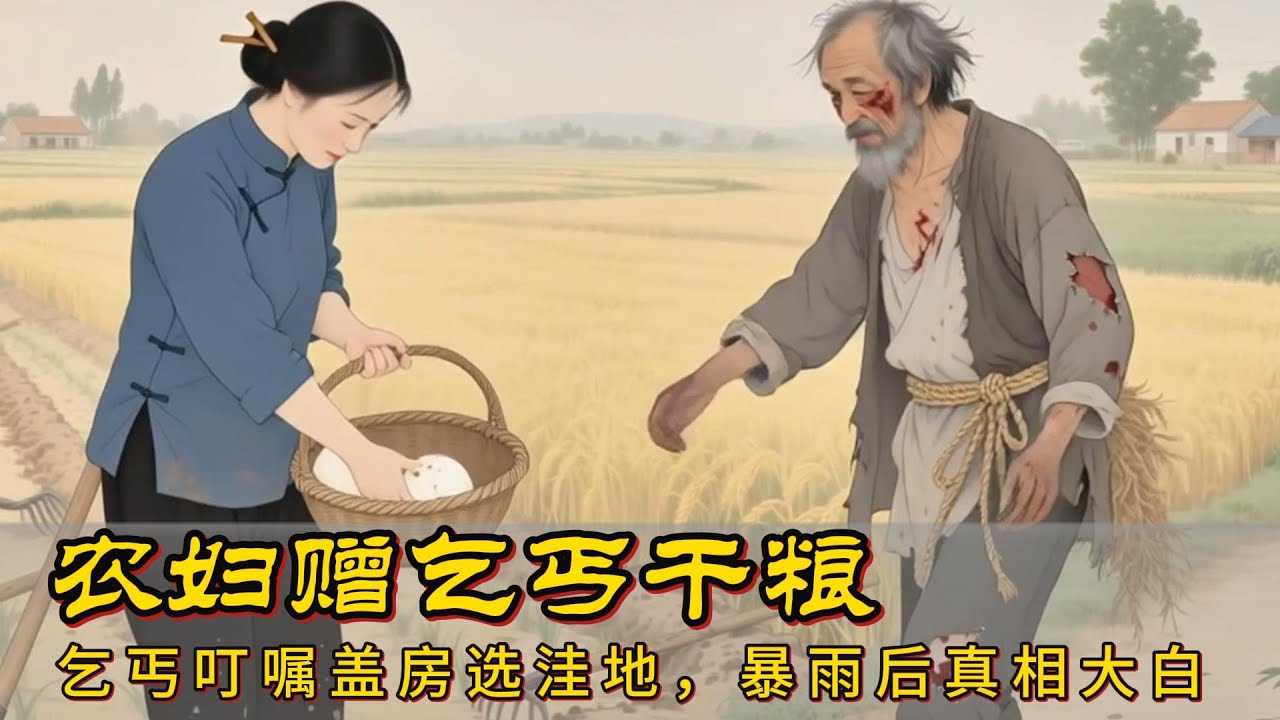 民间故事：农妇赠乞丐干粮，乞丐叮嘱盖房选洼地，暴雨后真相大白    #民间故事   #民间传奇   #故事分享