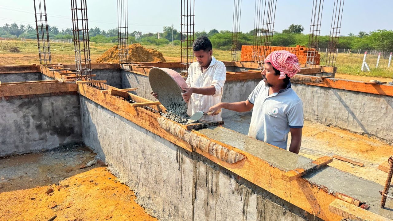 Basement Construction _Techniques of 2BHK Wall Basement Belt Concrete |Durable Basement Work