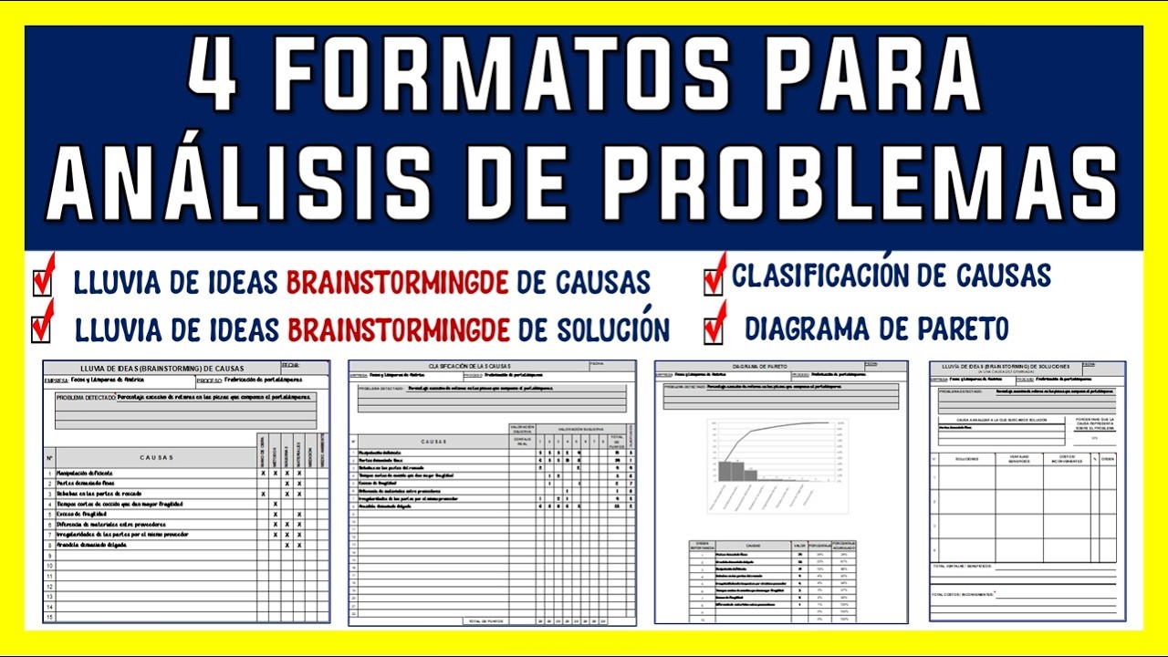 Análisis de problemas [Lluvia de ideas - Clasificación de causas - Pareto]