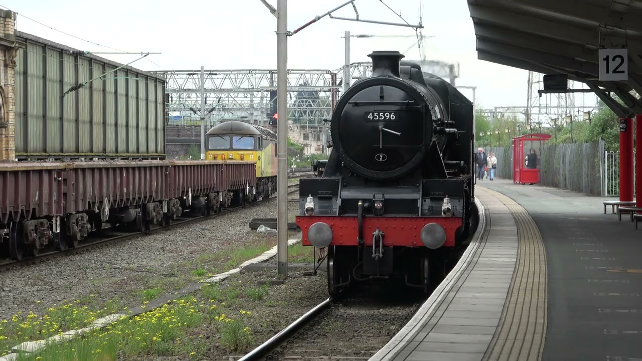 45690 'Leander' 45596 'Bahamas' 5Z44 Barry Tourist Railway to Carnforth Steamtown, Crewe 28.04.22.