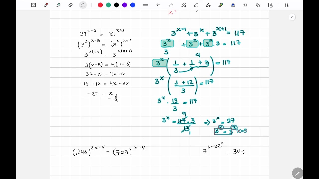 Ecuaciones con exponentes. #matematicas #educacion #tarea #estudiante #algebra