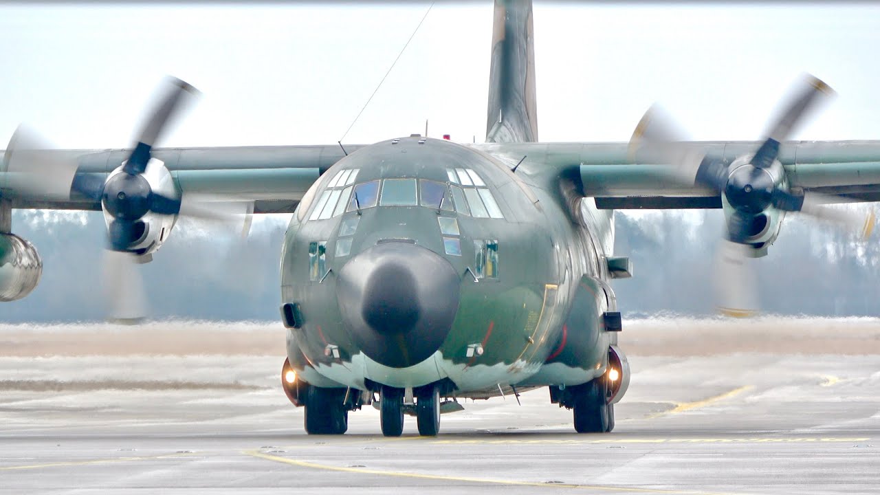 (4K) Algerian Air Force Lockheed Martin C130J and C130H (7T-WJC-7T-WHR) Arriving at Munich Airport!
