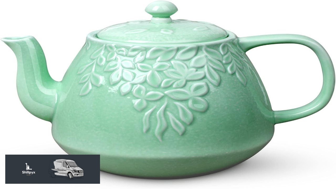 Toptier Leaf Teapot Porcelain Tea Pot with Infuser and Lid Blooming