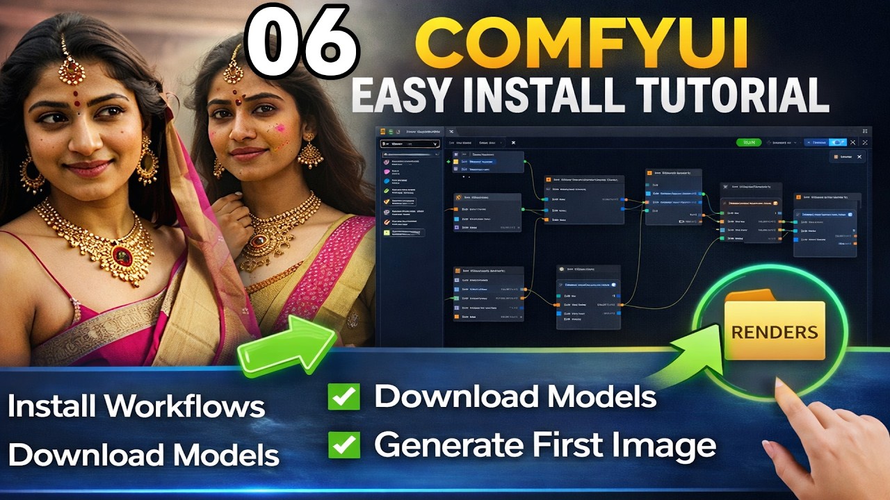 06 ComfyUI Complete Basics: UI Tour, Templates, Workflows, Checkpoints + First Image Generation