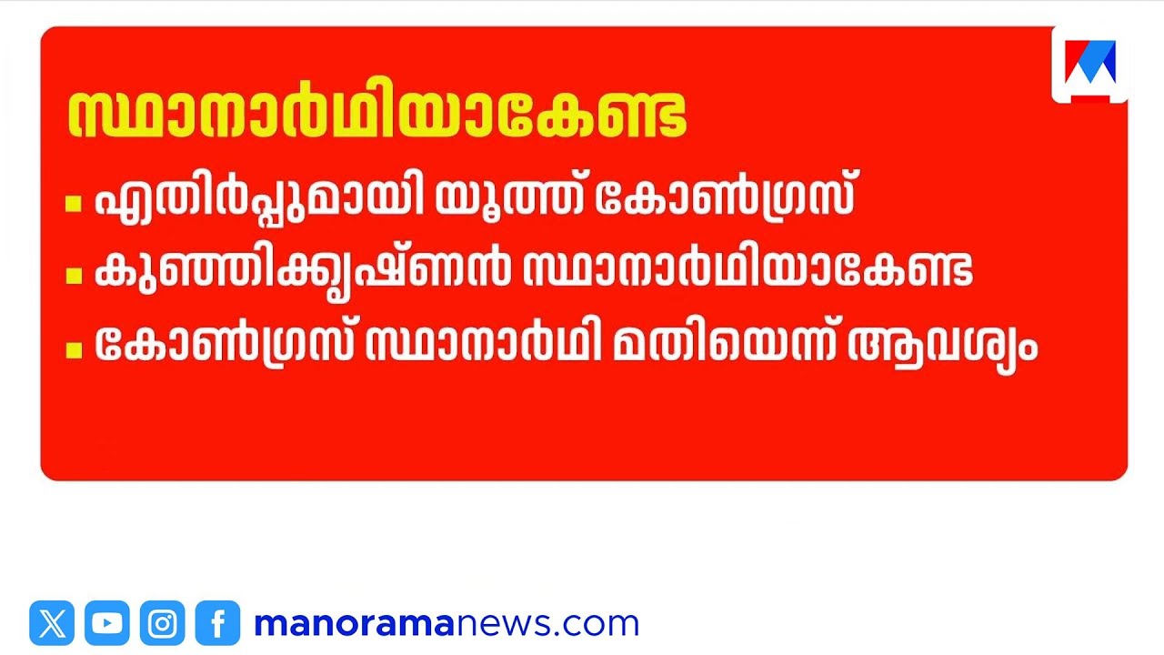 യൂത്ത് കോൺഗ്രസില്‍ എതിർപ്പ്; 'പയ്യന്നൂരിൽ കോണ്‍ഗ്രസ് സ്ഥാനാര്‍ഥി മതി'  |VKunjikrishan |YouthCongress