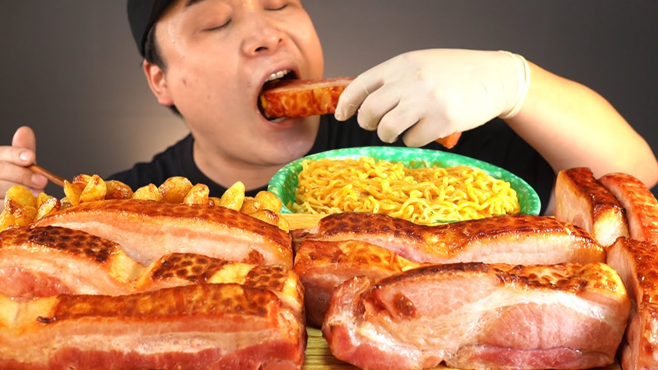 두꺼운 통베이컨과 로제불닭볶음면 먹방~!! 리얼사운드  ASMR social eating Mukbang(Eating Show)