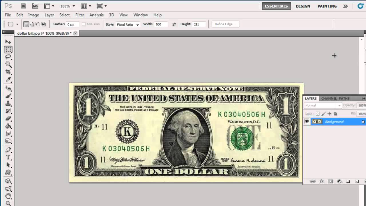 How to Photoshop Dollar Bill