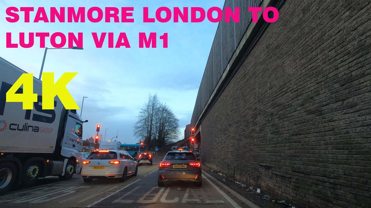 STANMORE LONDON TO LUTON VIA M1 4K || DRIVE RELAXING MUSIC || LOVELY SUNSET EVENING