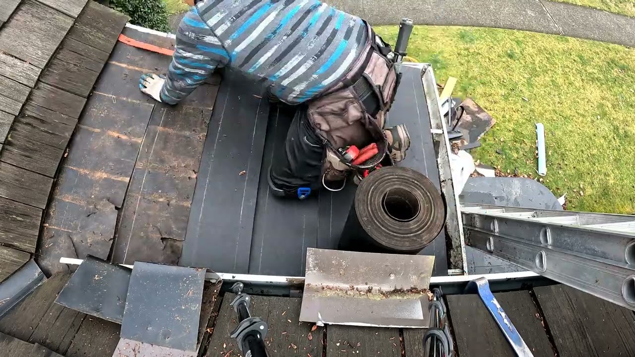 Cedar shake roofing repair.