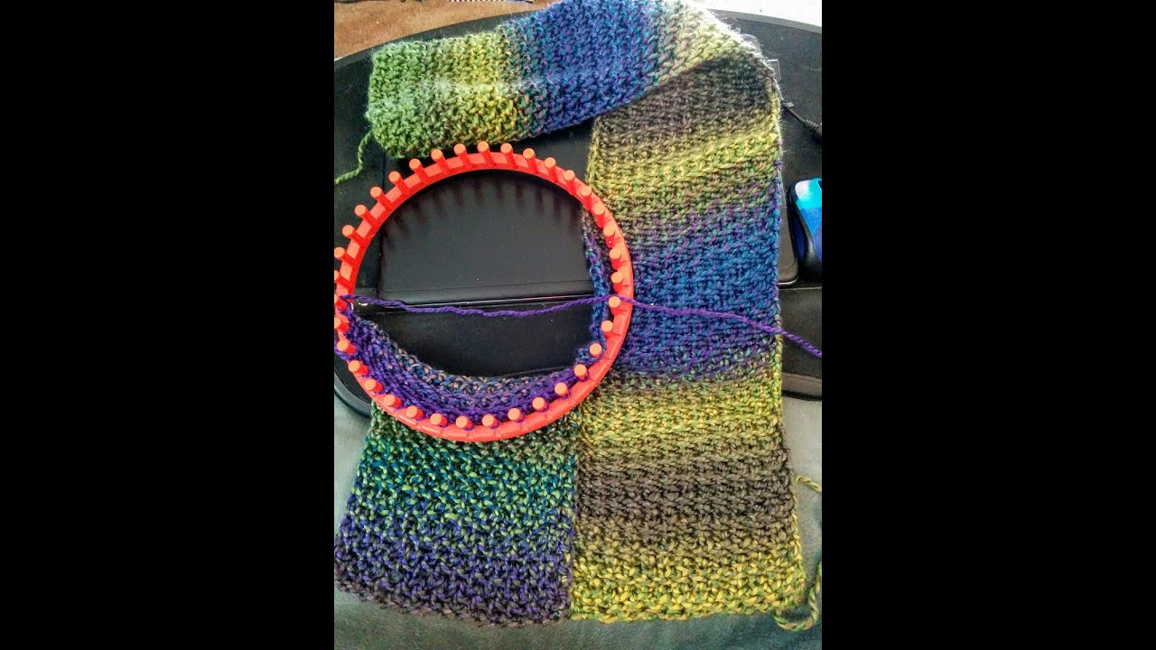 How to Join strip panels on small knitting loom for striped blanket, shawl, ect no purl Owl Eye