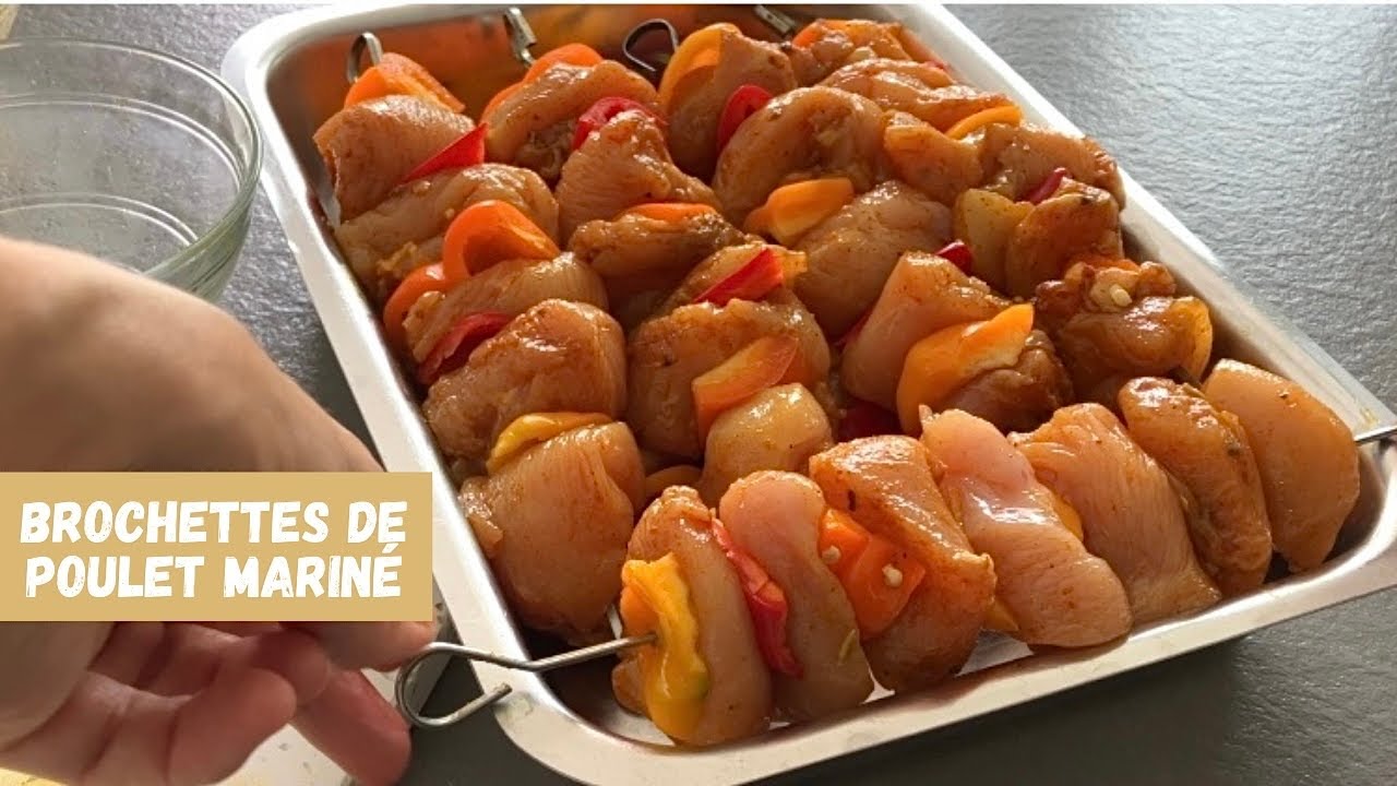 Brochettes de poulet mariné