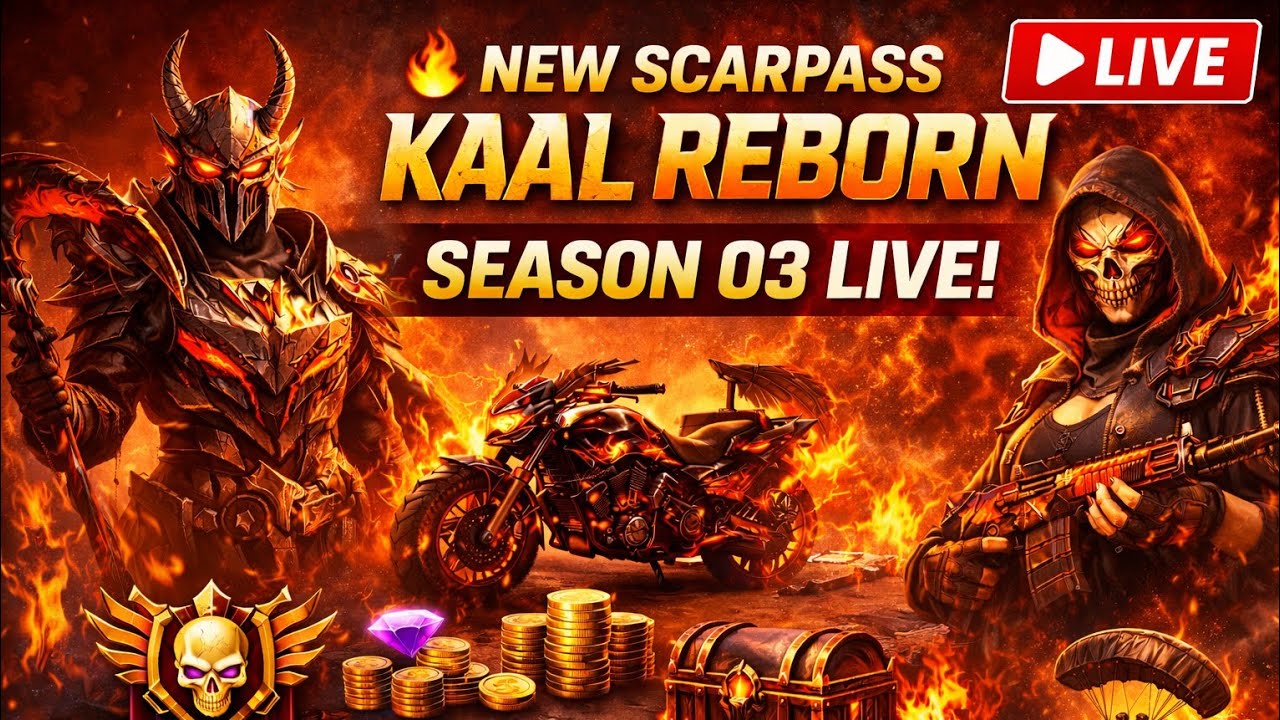 🔥 ScarFall 2.0 LIVE | KAAL REBORN ScarPass Season 03 😈 New Update + OP Gameplay!