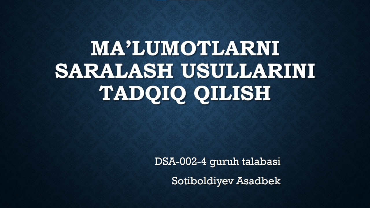 MA’LUMOTLARNI SARALASH USULLARINI TADQIQ QILISH | SORT | SELECTION SORT | C++ EXAMPLE