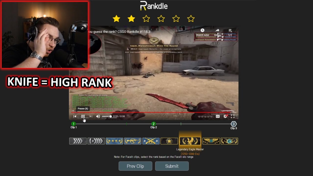 ohnepixel is delusional while playing Rankdle
