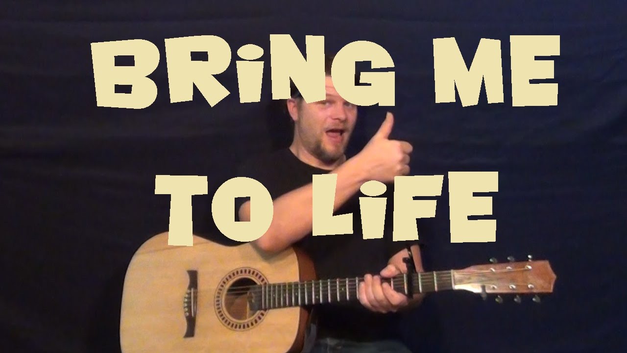Урок игры на гитаре Bring Me To Life (Evanescence) с лёгкими аккордами и фразами, как играть. Уче...