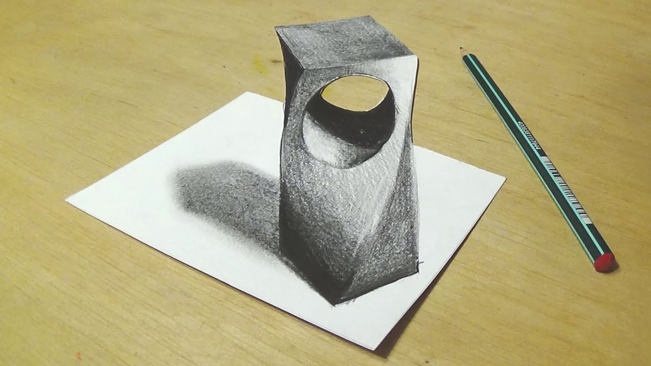 Drawing 3D Holey Object - Trick Art with Graphite Pencils - Cool Anamorphic Illusion