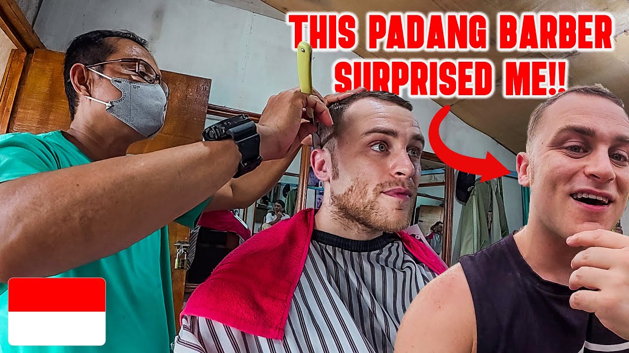American Gets Haircut in PADANG, Indonesia 🇮🇩 Speaking Indonesian Surprised Him!