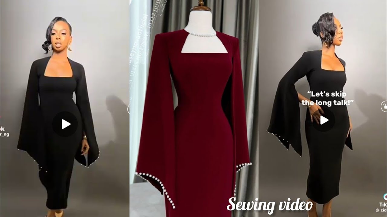 How to cut and sew this trendy corporate dress with  stylish sleeves//sewing