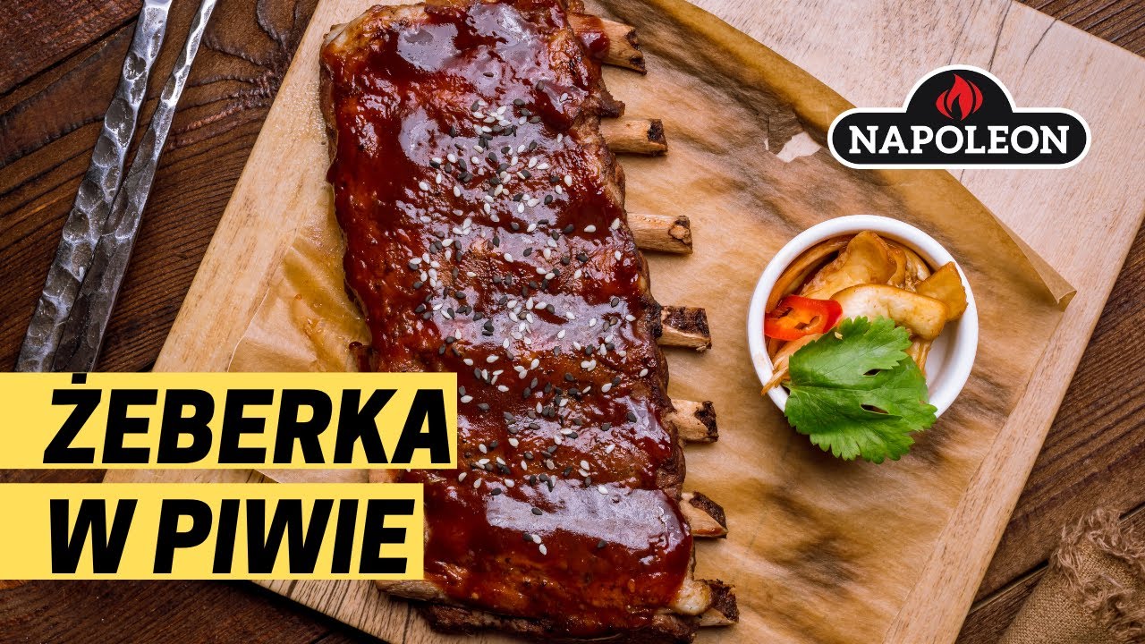 Żeberka z grilla węglowego mopowane piwem.