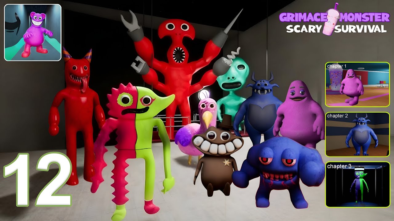 Grimace Monster Scary Survival - Gameplay Walkthrough Part 17 - Chapters 1,2,3 (Android, iOS)