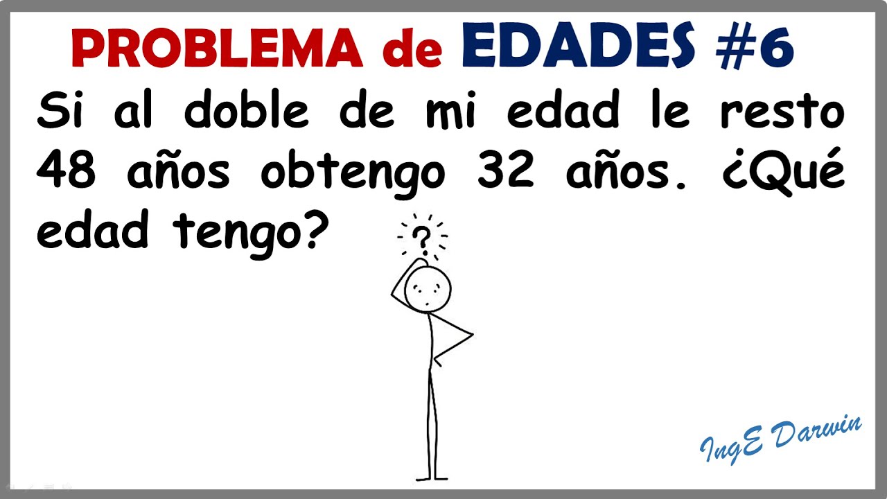 Aplicación de ecuaciones para resolver problemas matemáticos de edades | Problema 6