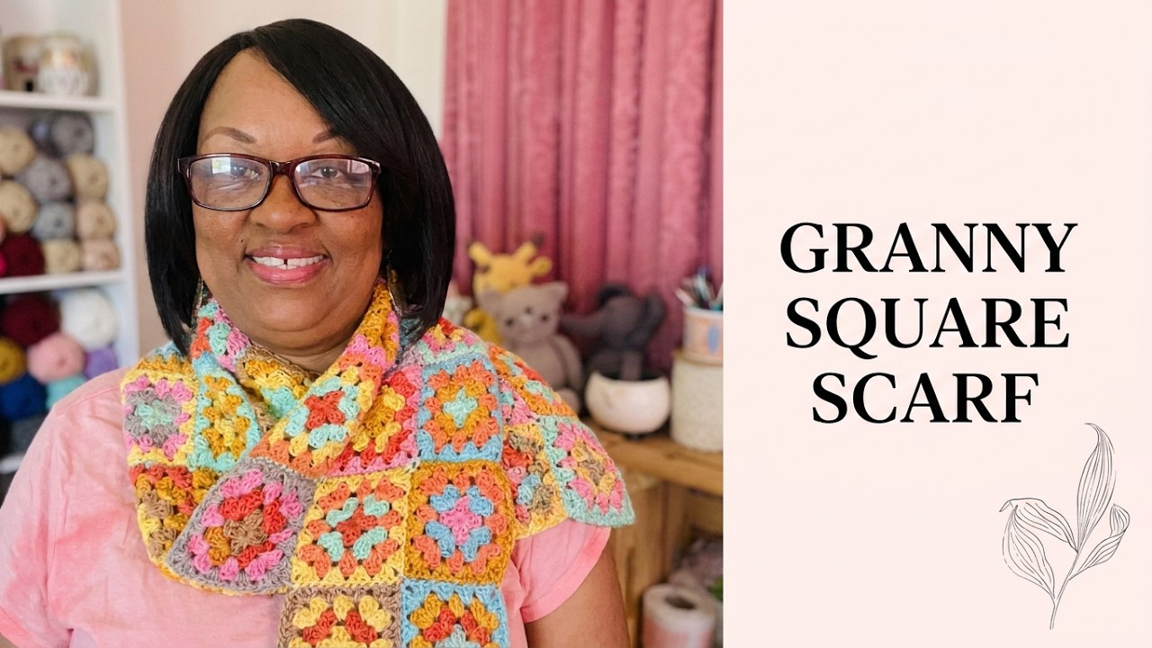 CROCHET VLOG  GRANNY SQUARE SCARF