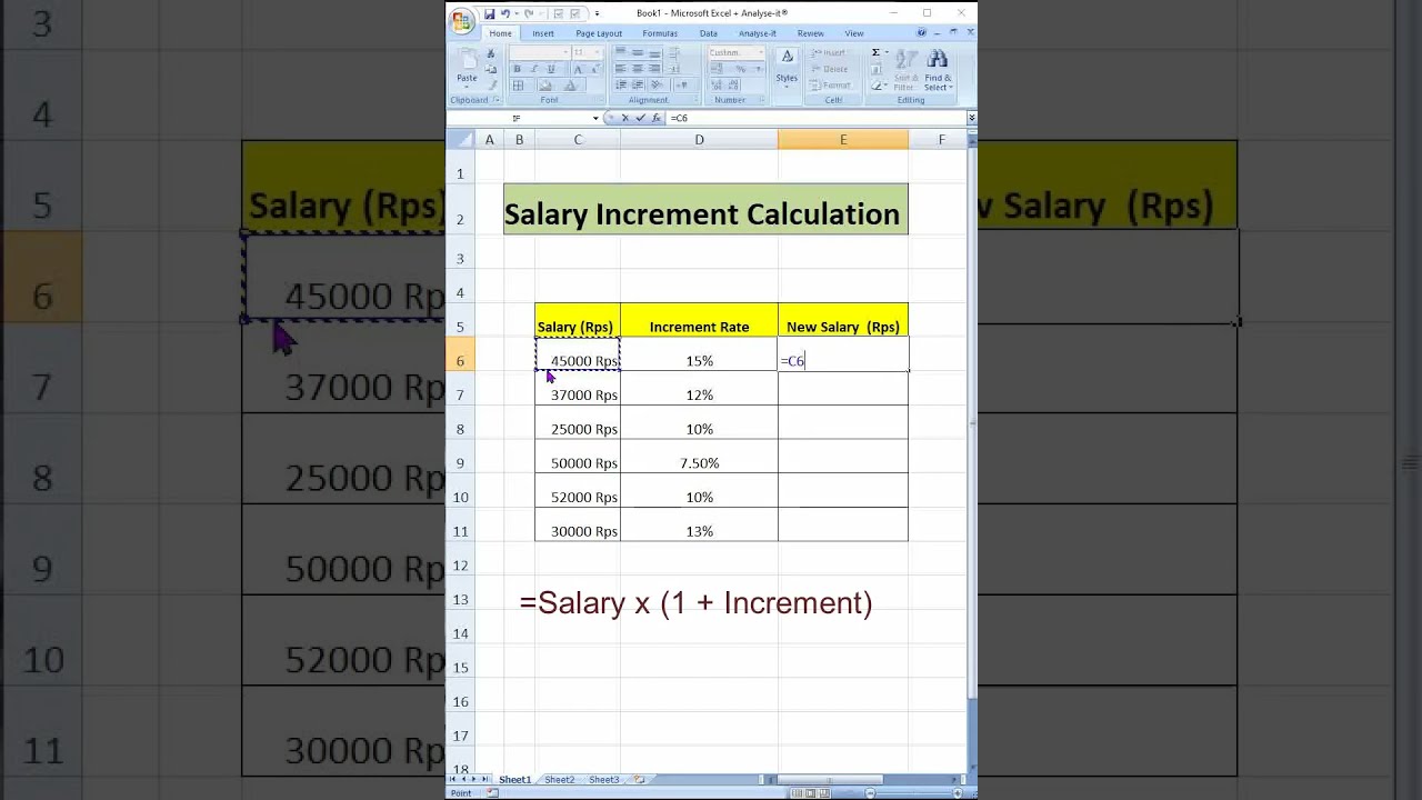 Salary Increment Calculator in Excel  #shortsexcel #ExcelTricksAndTips