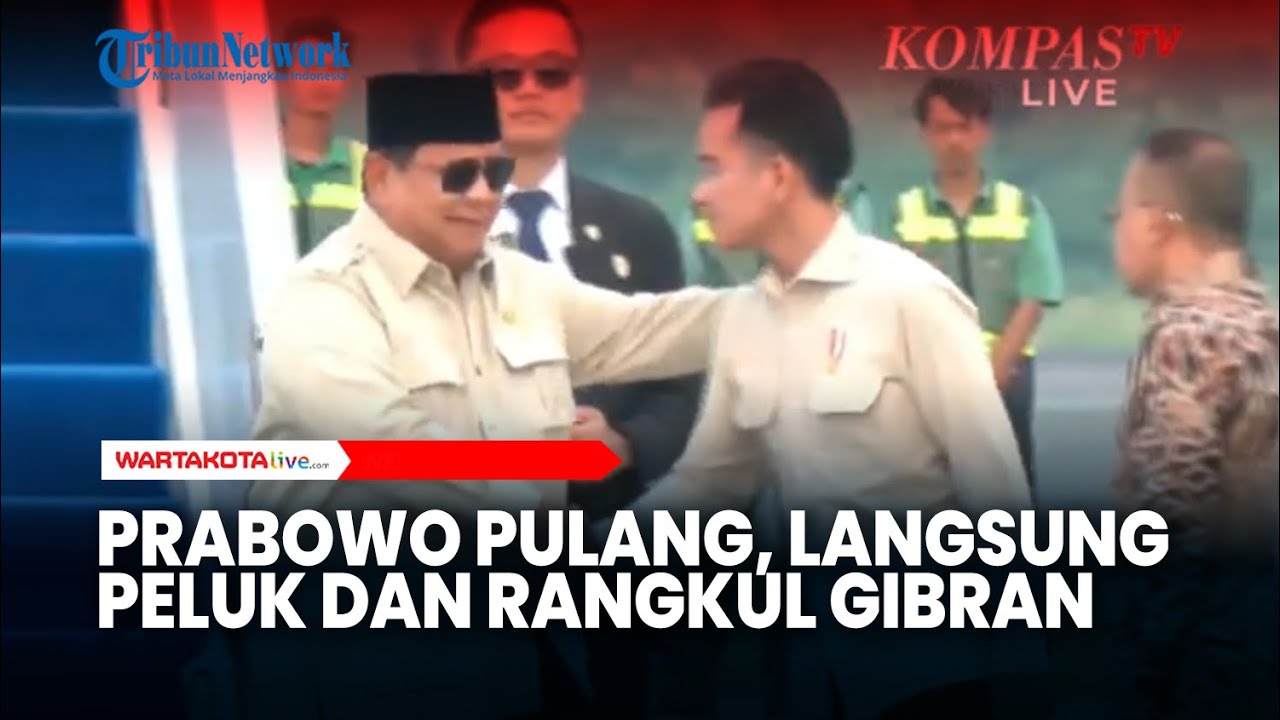 Kangen Tanah Air! Prabowo Pulang, Langsung Peluk dan Rangkul Wapres Gibran di Halim