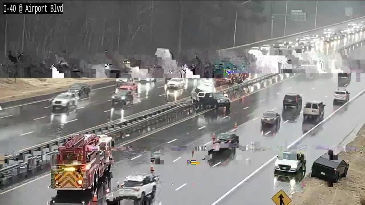 VIDEO: Cybertruck, pickup truck, and Airstream I-40 crash in Raleigh