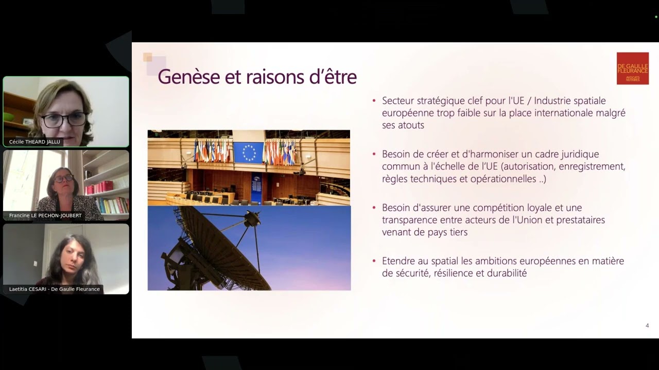 Webinaire ' Discussion autour du projet de Règlement EU Space Act '