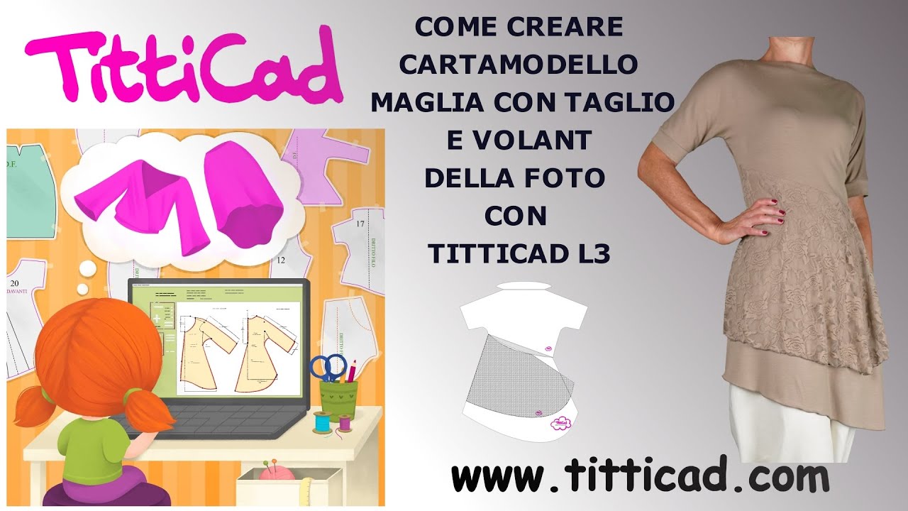 Come creare Cartamodello di una Maglia con Taglio Asimmetrico sul davanti  più 2  Volant. MOD-VT-36
