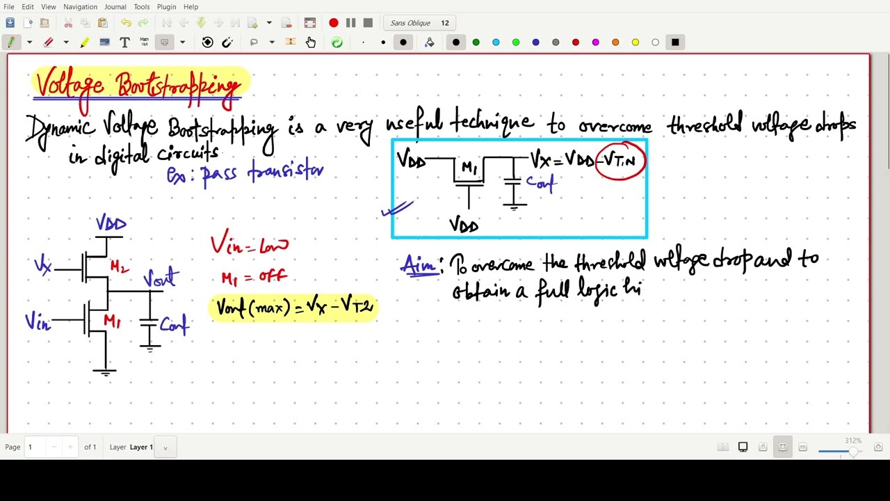 Voltage Bootstrapping: Technique to Overcome Threshold Voltage drop in Digital Circuit : Derivation