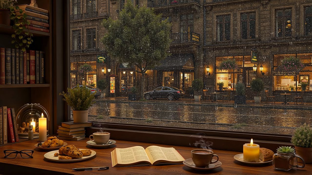 Late Night Rainy Caf&eacute; Jazz 🌧️ Soft Jazz Piano with Coffee Shop Vibes for Sleep & Focus
