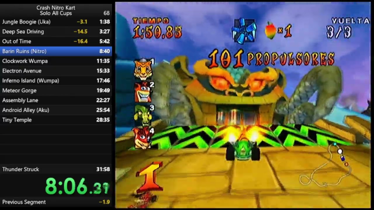 Crash Nitro Kart - All Cups Solo Speedrun  31.02  WR ( 29.38 w/loads)