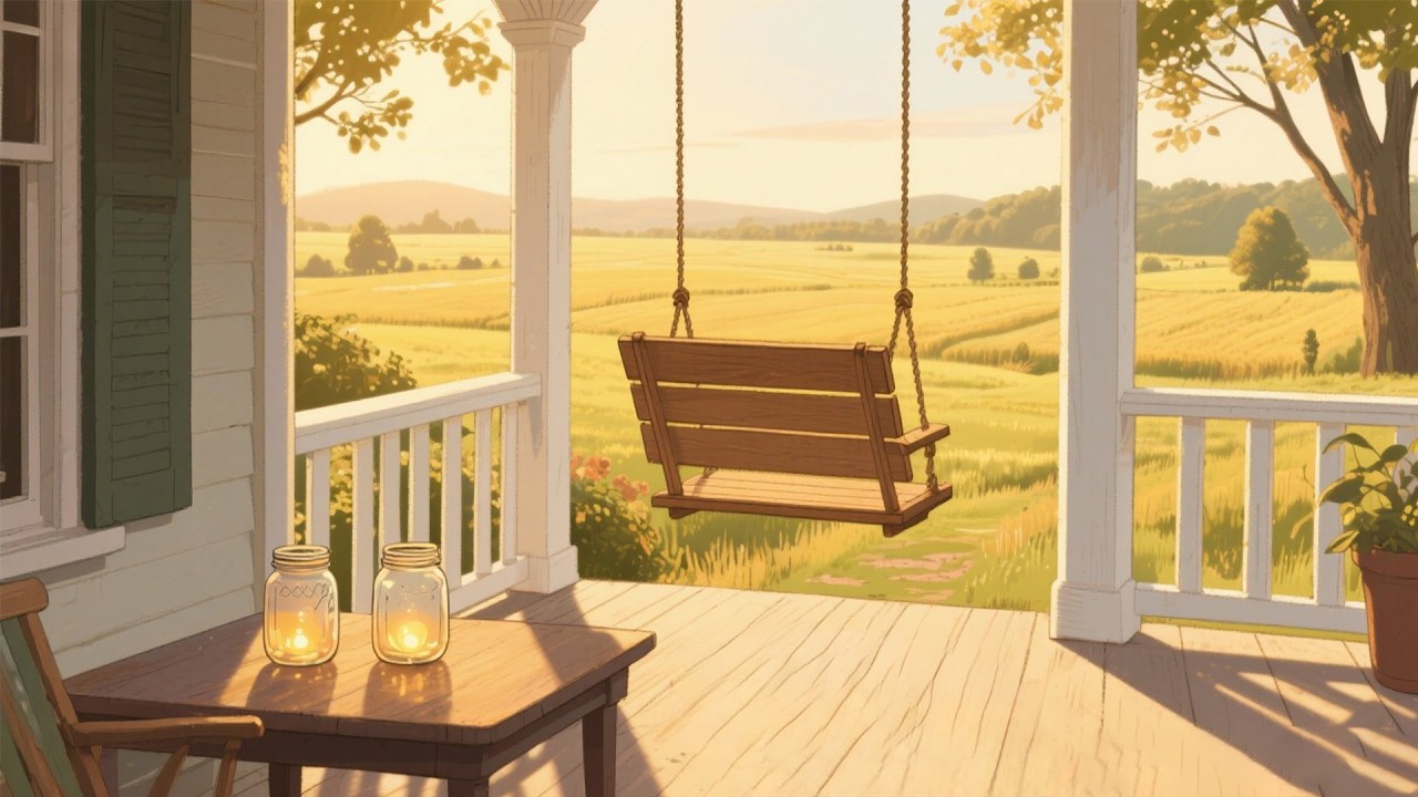A Rustic 1900s Farmhouse Porch — Another Place Where a Small Cat Rests Under the Warm Sunlight