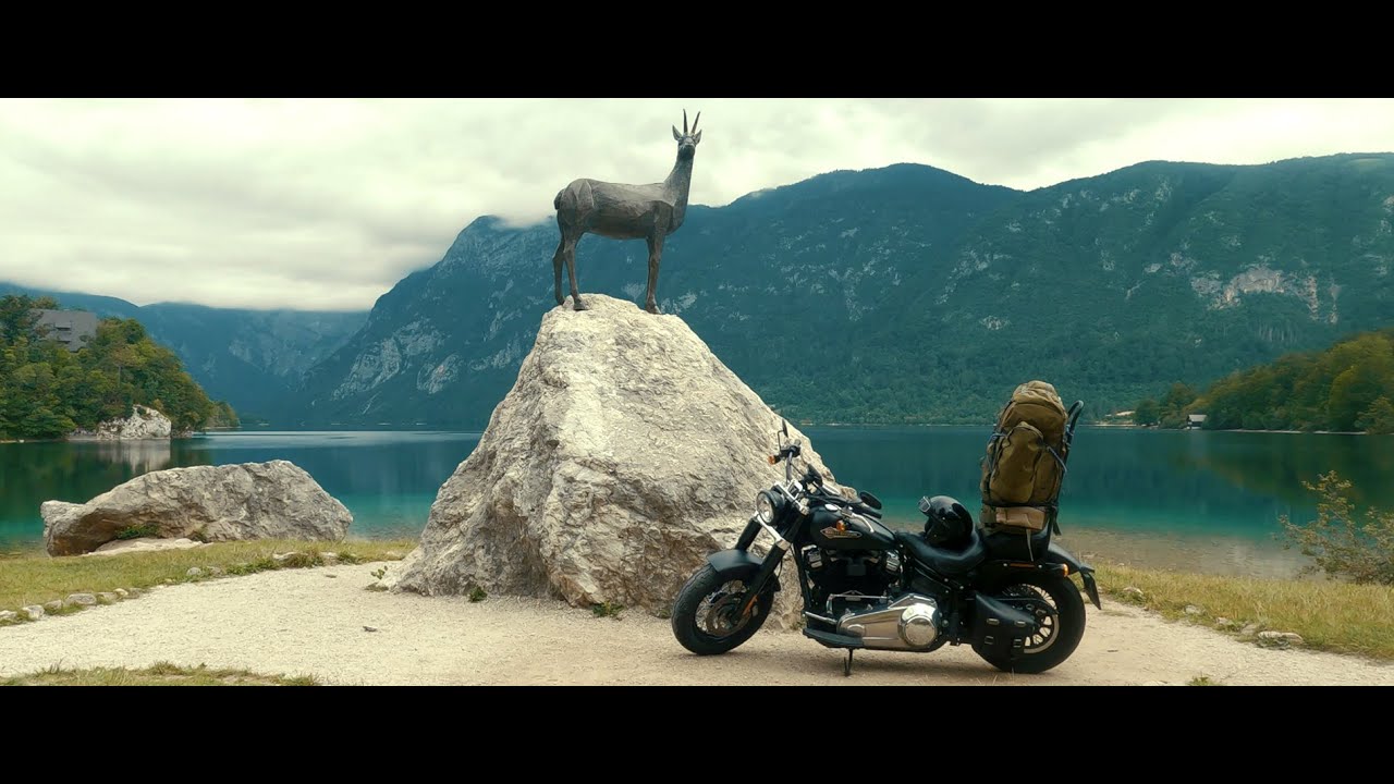 Solo Harley-Davidson Softail  Slim 2019 trip and camping with tent in Alps and Triglav National park