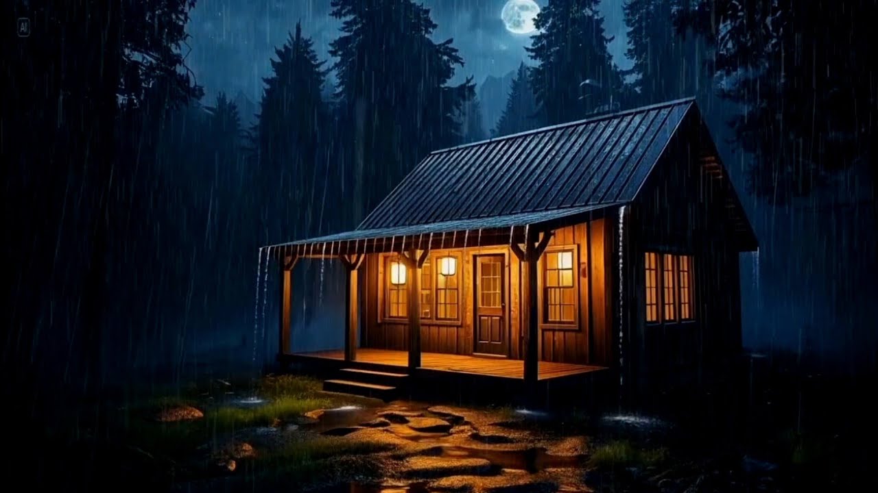 Peaceful Forest Cabin Rain 🌙 | Relaxing ASMR Sounds