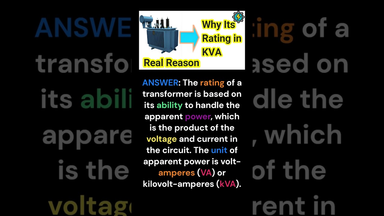 Why transformers ratings are in kVA? #transformers #rating #electricalengineering #interview #shorts