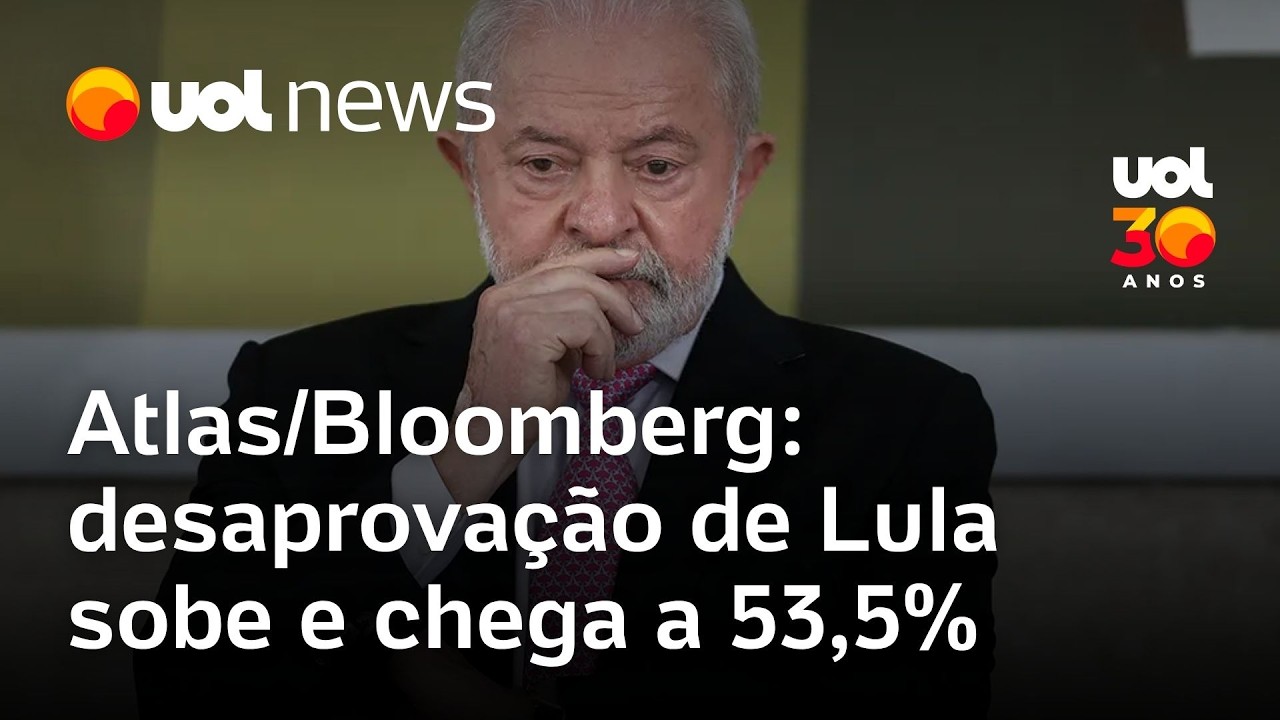 Desaprova&ccedil;&atilde;o de Lula sobe e chega a 53,5%; aprova&ccedil;&atilde;o est&aacute; em 45,9%, diz Atlas/Bloomberg