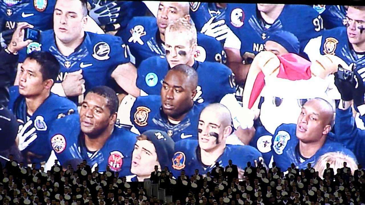 Navy fans sing Blue and Gold after their 27-21 victory over Army