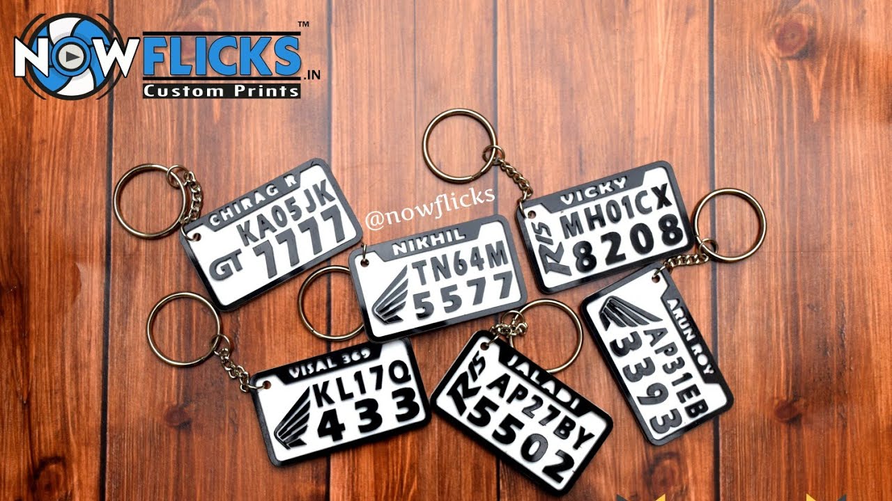 Nowflicks customized Real 4D Number Plate Keychains