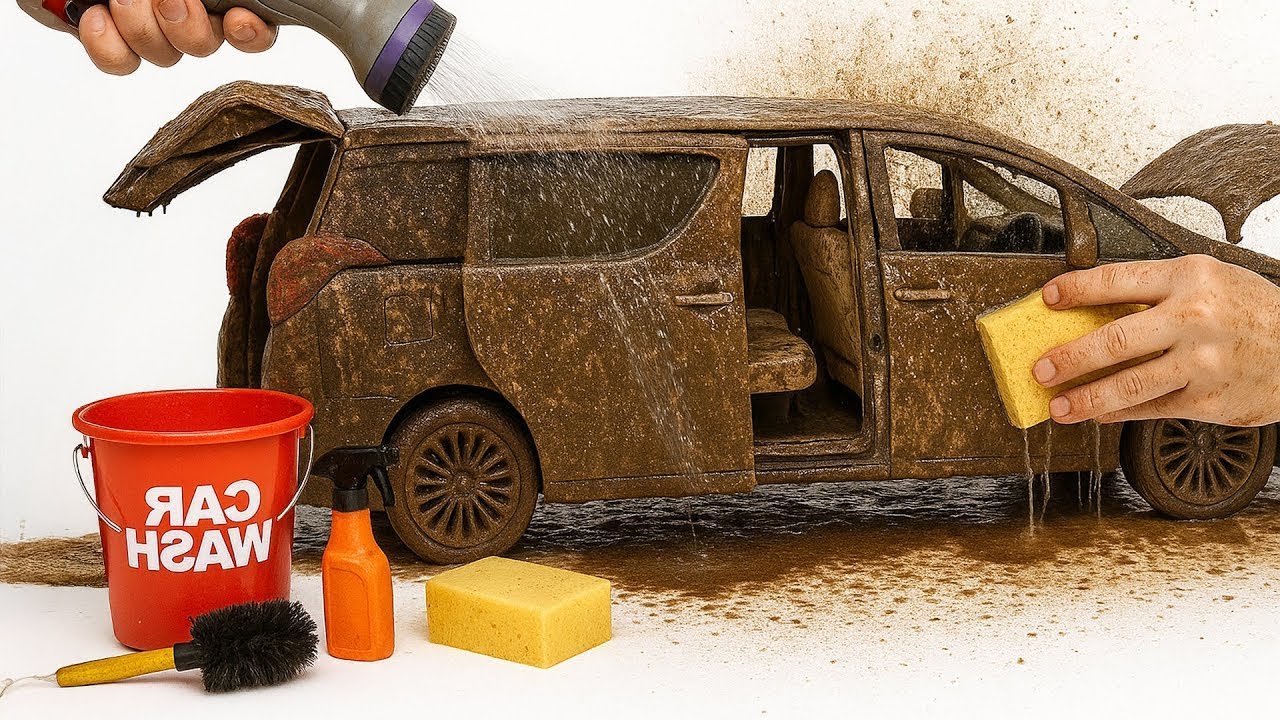 Super Realistic Cleaning of a 1:24 Toyota Alphard After a Wild and Messy Off-Road Challenge
